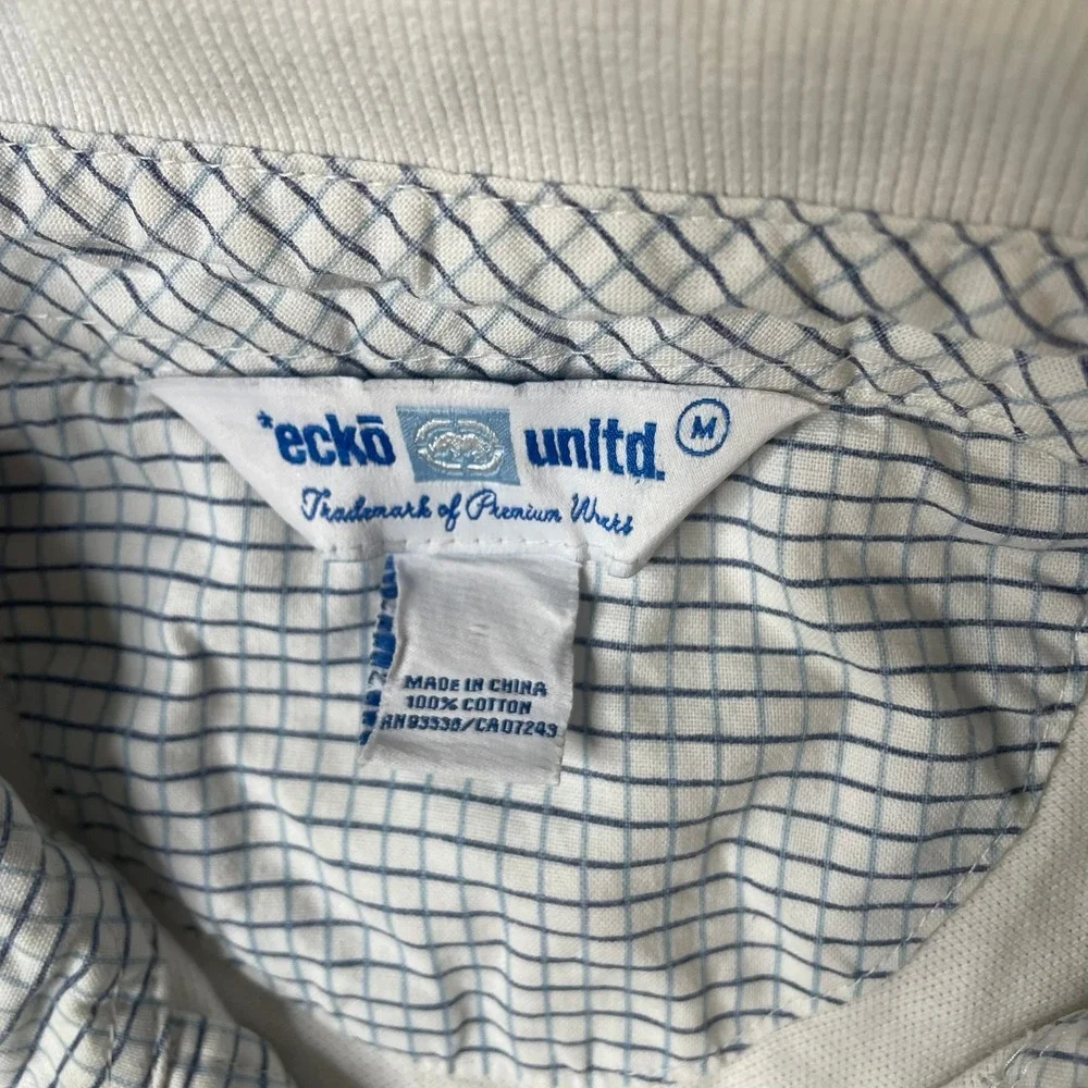 Ecko Unltd Mens White Graphic Polo Shirt Size‎ Medium G Logo Casual Short Sleeve - Picture 2 of 8
